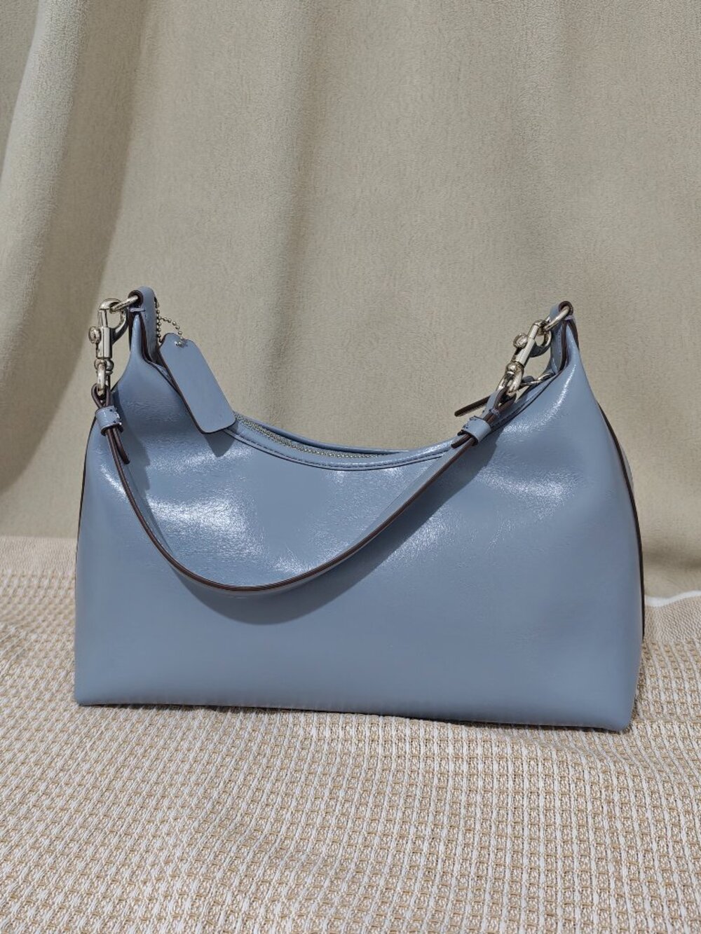 Coach Blue Leather Hobo Shoulder Bag With Extra Crossbody Strap - Picture 3 of 12